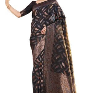 Women's kanjivaram banarasi silk saree for festival Wedding silk with rich pallu Design sarees for women with Unstitched blouse piece