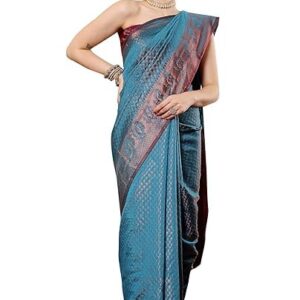 Women's Banarasi Silk Saree With Golden Zari Work With Blouse Piece