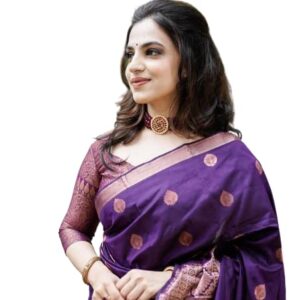 Women's Banarasi Saree Beautiful Jacquard Rich Pallu Design Work Zari Woven Saree With Blouse Piece