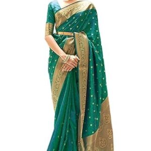 Women's kanjivaram banarasi silk saree for festival Wedding silk with rich pallu Design sarees for women with Unstitched blouse piece