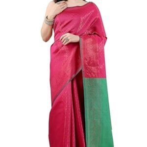 Women's Banarasi Silk Saree With Golden Zari Work With Blouse Piece