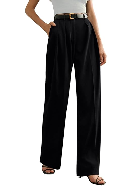 GRECIILOOKS Women's Relaxed Fit High Rise Trousers HIGH Waist