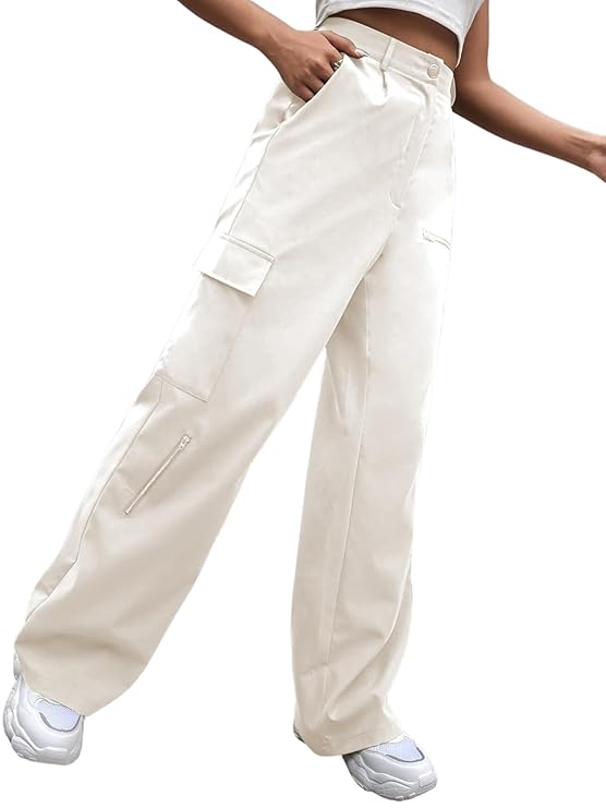 GRECIILOOKS Women's Regular Fit High Rise Cargo Pant