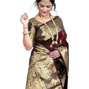 Women's Pure Soft Kanjivaram Silk Saree For Wedding With Blouse Piece
