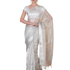 Women's Banarasi Kanjivaram Satin Silk Saree Featuring Embroidered Patterns and Zari Detailing Preimum Thread Work 6.3 Meter Saree Polka Dot Banarasi Tissue