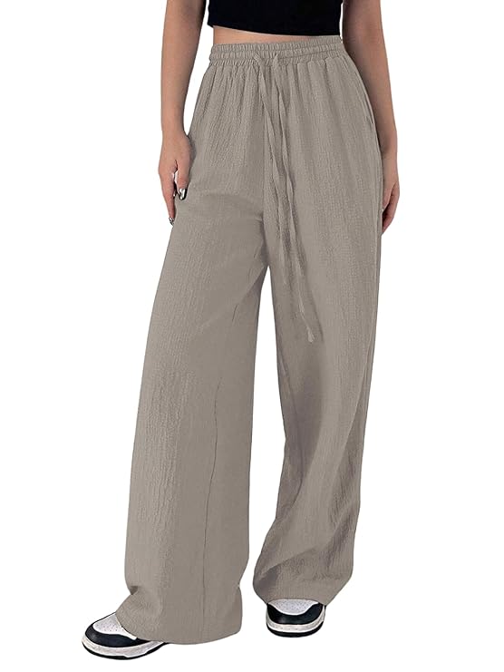 GRECIILOOKS Women's Loose High Rise Trouser