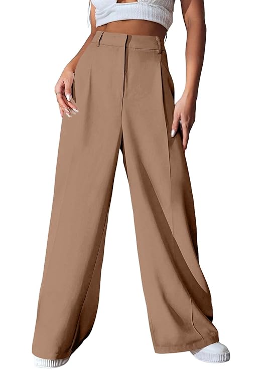 GRECIILOOKS Women High Rise High Waist Trousers Flared Korean Style Formal Pants