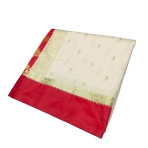 Women's Banarasi Kanjivaram Satin Silk Saree Featuring Embroidered Patterns and Zari Detailing Preimum Thread Work 6.3 Meter Saree Polka Dot Banarasi Tissue