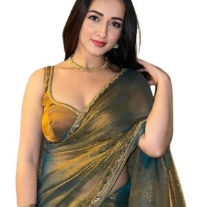 Women's Soft Fancy Silk Saree With Hand Work Lace Boarder & Comes With Unstitched Blouse Piece