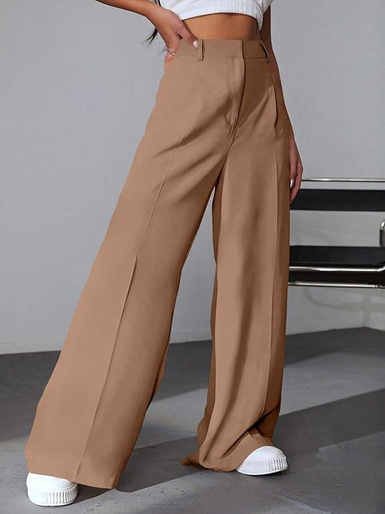 GRECIILOOKS Women High Rise High Waist Trousers Flared Korean Style Formal Pants