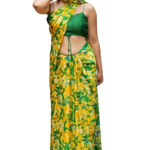 Women's Chiffon Floral Printed Saree with Blouse Piece