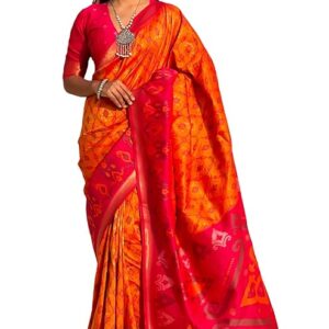 Women's Kanjivaram Patola Soft Silk Sarees With Unstitched Blouse Piece