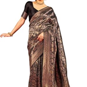Women's kanjivaram banarasi silk saree for festival Wedding silk with rich pallu Design sarees for women with Unstitched blouse piece