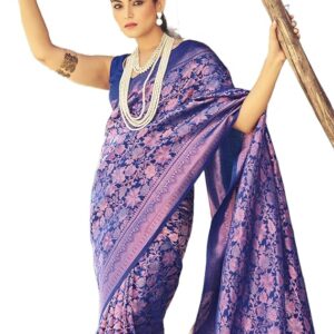 Women's kanjivaram banarasi silk saree for festival Wedding silk with rich pallu Design sarees for women with Unstitched blouse piece