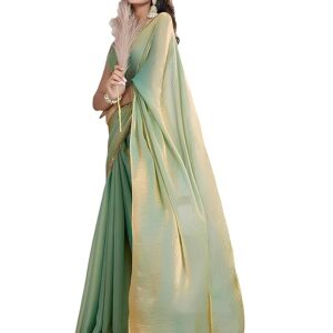 Women's Soft Fancy Silk Saree With/ Hand Work Lace Boarder & Comes With Unstitched Blouse Piece