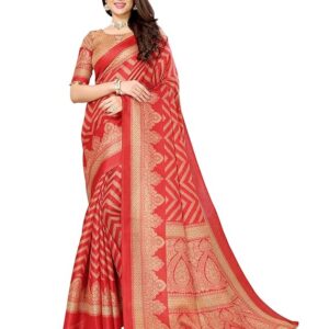 Women's Woven Printed Art Silk Saree with Unstitched Blouse Material