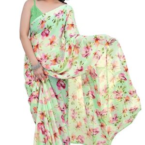 Women's Chiffon Floral Printed Saree with Blouse Piece