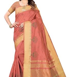 Women's Woven Printed Art Silk Saree with Unstitched Blouse Material