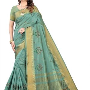 Women's Woven Printed Art Silk Saree with Unstitched Blouse Material
