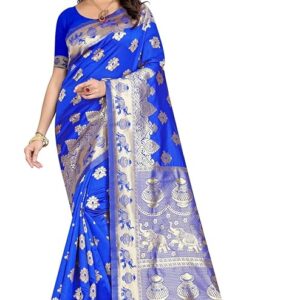 C J Enterprise Women's Pure Soft Kanjivaram Silk Saree Banarasi Design Style With Blouse Piece for Wedding (Pari9016-51)