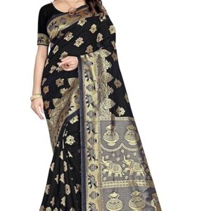 Women's Pure Soft Kanjivaram Silk Saree Banarasi Design Style With Blouse Piece for Wedding