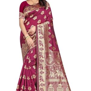 Women's Pure Soft Kanjivaram Silk Saree Banarasi Design Style With Blouse Piece for Wedding