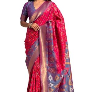 Women's Kanjivaram Patola Soft Silk Sarees With Unstitched Blouse Piece