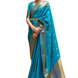 Women's kanjivaram banarasi silk saree for festival Wedding silk with rich pallu Design sarees for women with Unstitched blouse piece