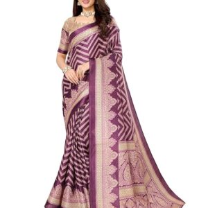 Women's Woven Printed Art Silk Saree with Unstitched Blouse Material