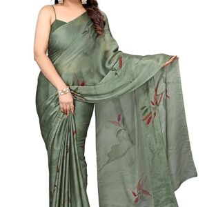 Women's Chiffon Floral Printed Saree with Blouse Piece