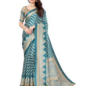 Women's Woven Printed Art Silk Saree with Unstitched Blouse Material