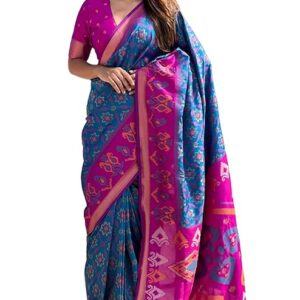 Women's Kanjivaram Patola Soft Silk Sarees With Unstitched Blouse Piece