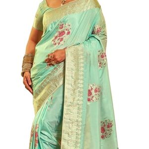 Women's Banarasi silk Saree With Unstitched Blouse Piece