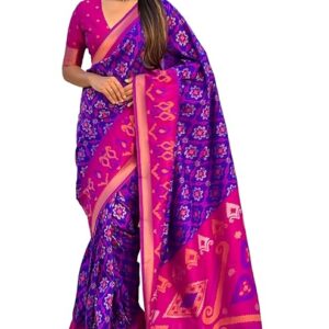 Women's Kanjivaram Patola Soft Silk Sarees With Unstitched Blouse Piece