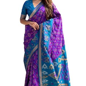 Women's Kanjivaram Patola Soft Silk Sarees With Unstitched Blouse Piece