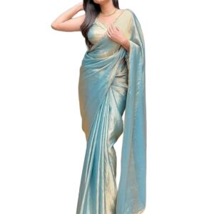 Women's Soft Fancy Silk Saree With Hand Work Lace Boarder & Comes With Unstitched Blouse Piece