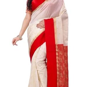 Women's Banarasi Kanjivaram Satin Silk Saree Featuring Embroidered Patterns and Zari Detailing Preimum Thread Work 6.3 Meter Saree Polka Dot Banarasi Tissue