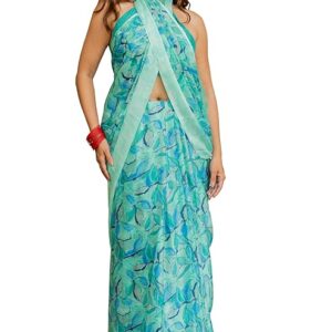 Women's Chiffon Floral Printed Saree with Blouse Piece